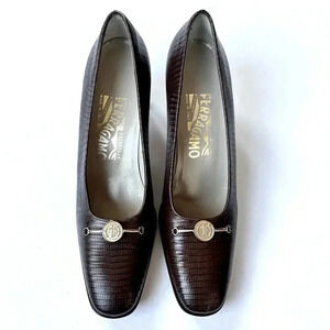 Women’s Vintage Salvatore Ferragamo Brown Leather Heels Size 6.5 AAA Narrow